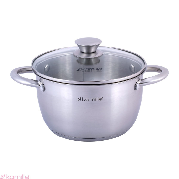 Garnek ze stali nierdzewnej 3L z pokrywką 20cm Kamille KM 4902 Garnek ze stali nierdzewnej 3L z pokrywką 20cm Kamille KM 4902