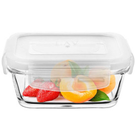 Szklany pojemnik z pokrywką 12x12 cm do przechowywania żywności Glasmark 300 ml