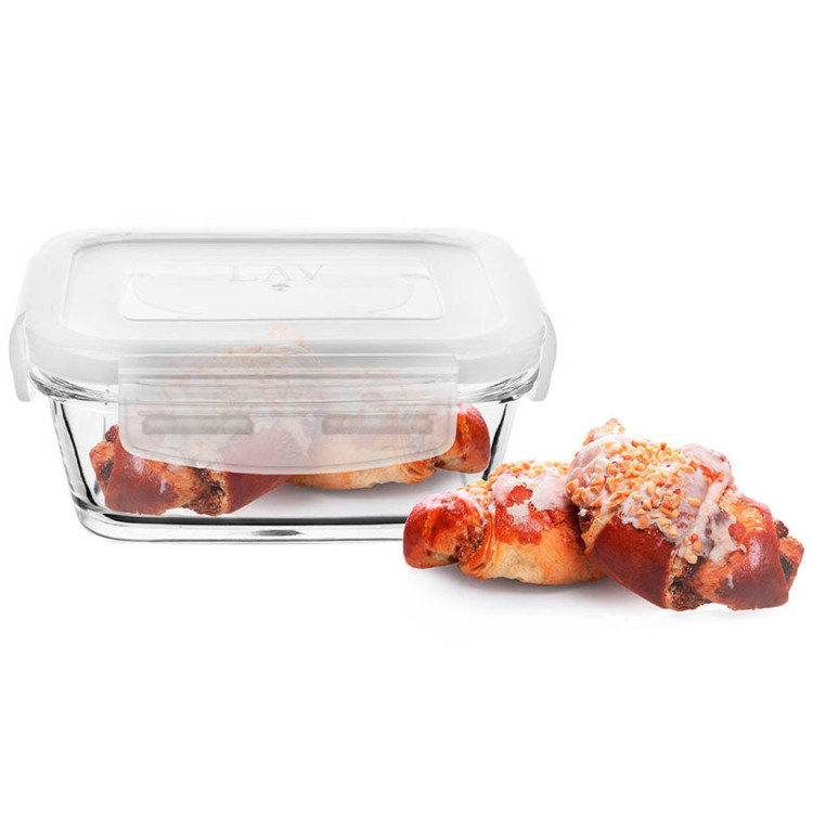 Szklany pojemnik z pokrywką 12x12 cm do przechowywania żywności Glasmark 300 ml  Szklany pojemnik z pokrywką 12x12 cm do przechowywania żywności Glasmark 300 ml