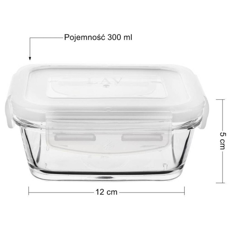 Szklany pojemnik z pokrywką 12x12 cm do przechowywania żywności Glasmark 300 ml  Szklany pojemnik z pokrywką 12x12 cm do przechowywania żywności Glasmark 300 ml