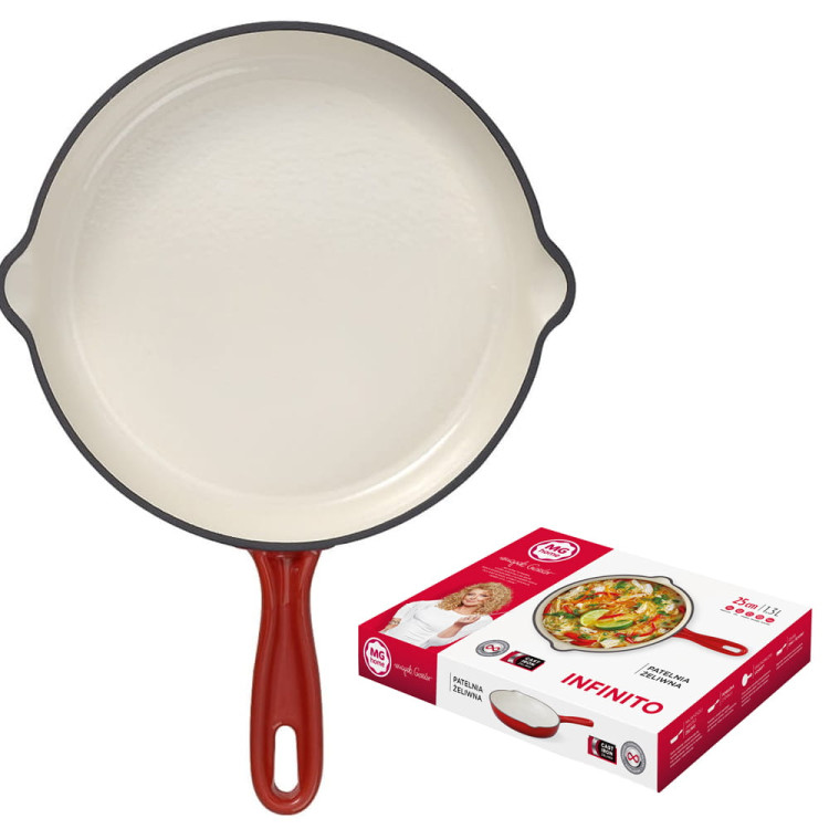 Patelnia żeliwna MG home Immortale 25 cm z powłoką emaliowaną Patelnia żeliwna MG home Immortale 25 cm z powłoką emaliowaną