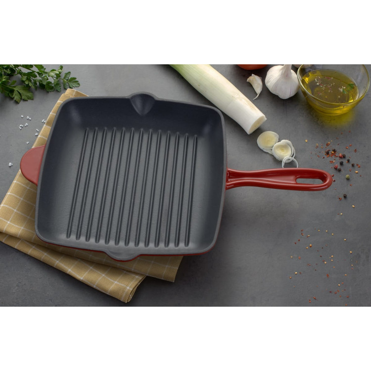 Patelnia grillowa żeliwna 26 cm z powłoką emaliowaną MG Home Immortale