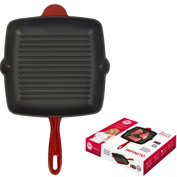 Patelnia grillowa żeliwna 26 cm z powłoką emaliowaną MG Home Immortale Patelnia grillowa żeliwna 26 cm z powłoką emaliowaną MG Home Immortale