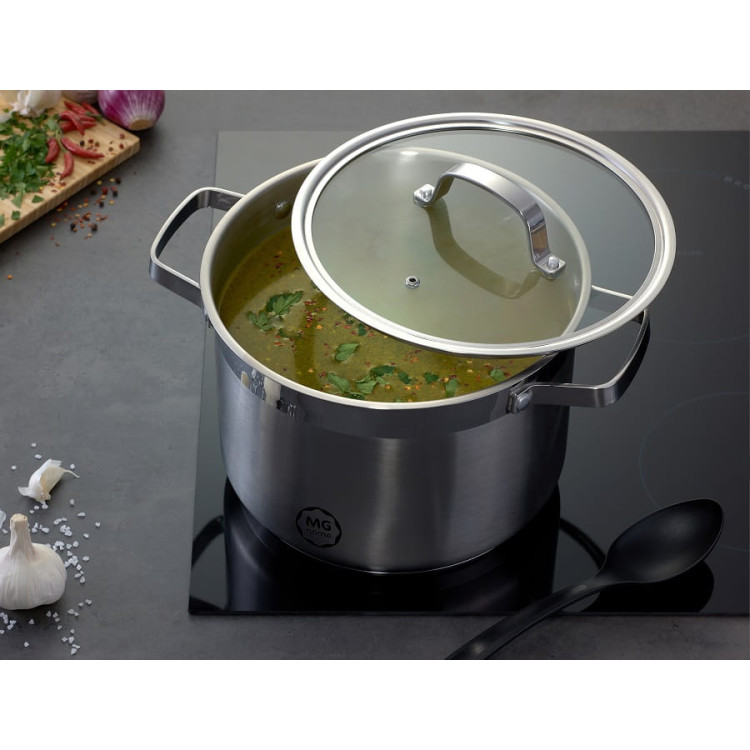 Garnek wysoki z pokrywką ze stali nierdzewnej 24 cm MG Home Professional Garnek wysoki z pokrywką ze stali nierdzewnej 24 cm MG Home Professional