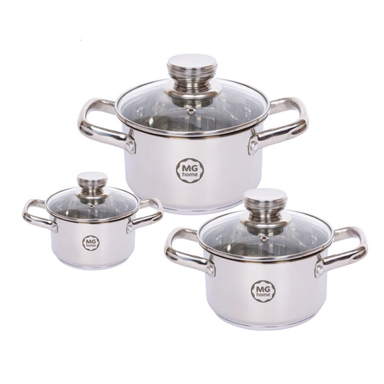 Garnki ze stali nierdzewnej 18/20/24 cm zestaw garnków 6 elem MG HOME STILO Garnki ze stali nierdzewnej 18/20/24 cm zestaw garnków 6 elem MG HOME STILO