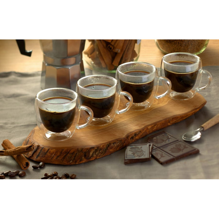 Szklanki termiczne z uchem RENZA do kawy 90ml latte komplet 4 szt szklanek
