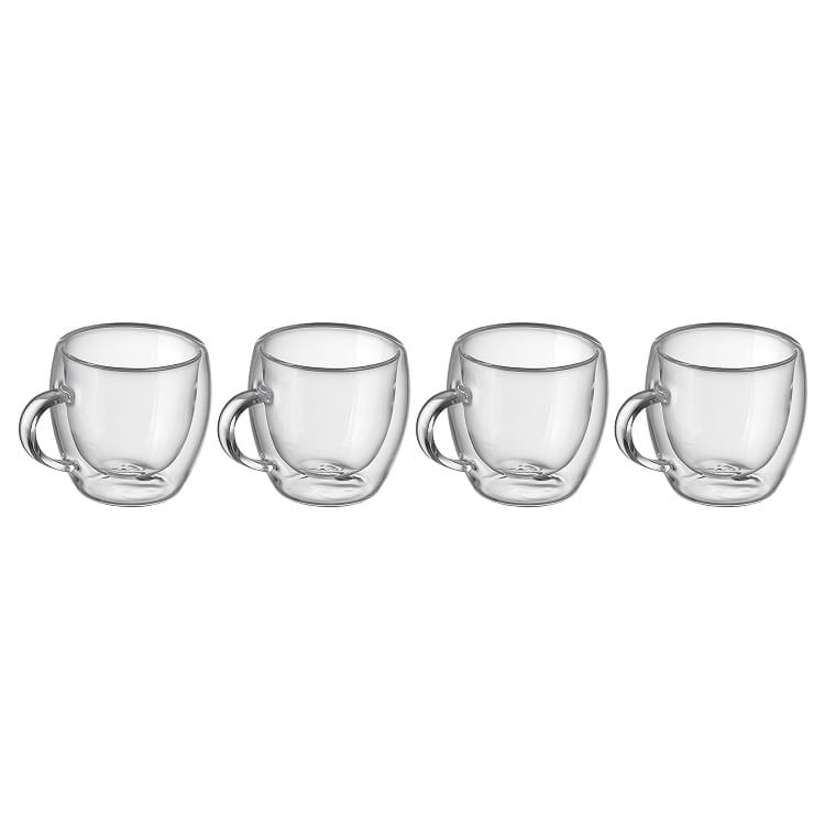 Szklanki termiczne z uchem RENZA do kawy 90ml latte komplet 4 szt szklanek Szklanki termiczne z uchem RENZA do kawy 90ml latte komplet 4 szt szklanek