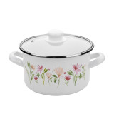Garnek emaliowany z pokrywką 16 cm Pleszew spring