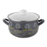 Garnek emaliowany z pokrywką 16cm Pleszew pyza blossom