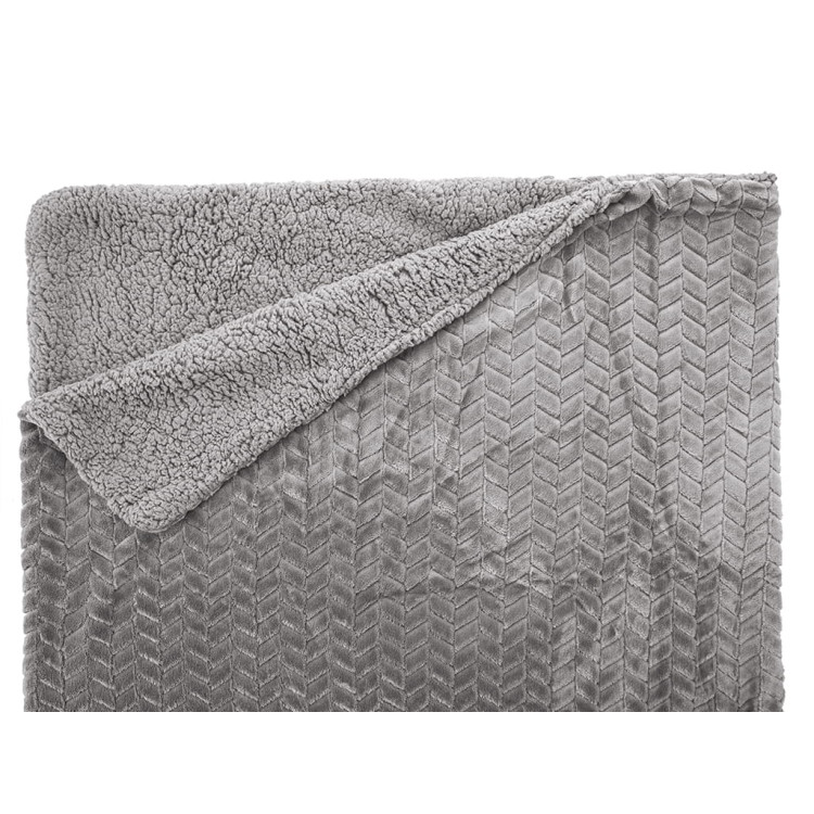 Koc poliestrowy 170x210 cm inez z sherpa miękki ciepły Miss Lucy jasny szary Koc poliestrowy 170x210 cm inez z sherpa miękki ciepły Miss Lucy jasny szary