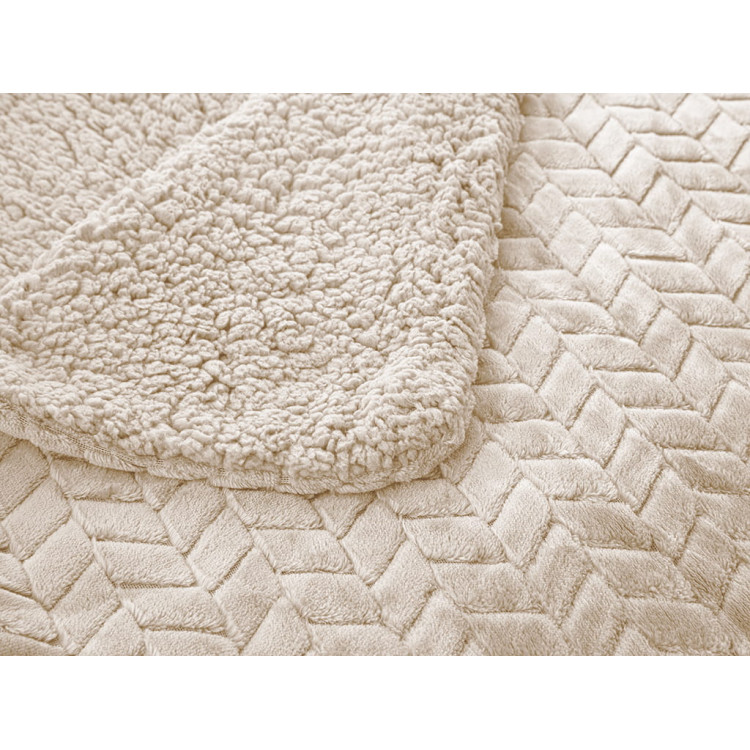 Koc poliestrowy 170x210 cm inez z sherpa miękki ciepły Miss Lucy kremowy Koc poliestrowy 170x210 cm inez z sherpa miękki ciepły Miss Lucy kremowy