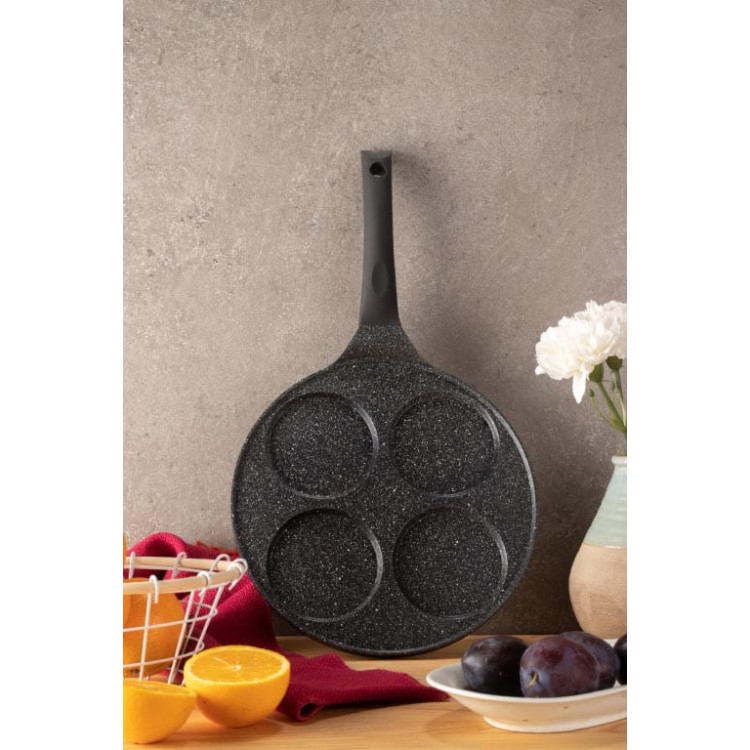 Patelnia do jajek Kinghoff KH 1365 do mini naleśników 27cm x 1,35 cm Ceramiczna Granitowa Patelnia do jajek Kinghoff KH 1365 do mini naleśników 27cm x 1,35 cm Ceramiczna Granitowa