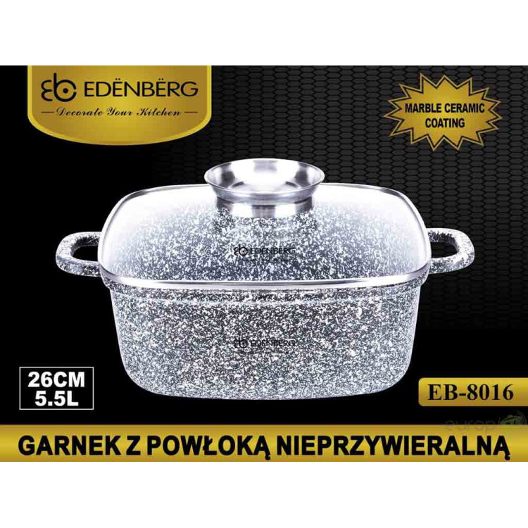 Garnek Marmurowy  Edenberg EB 8016 Brytfanna 5.5L INDUKCJA 26 cm Garnek Marmurowy  Edenberg EB 8016 Brytfanna 5.5L INDUKCJA 26 cm