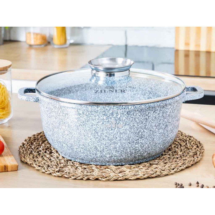 Garnek z pokrywką marmurowy Zilner ZL 7074 6.8L na indukcję 28 cm