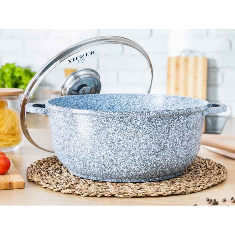 Garnek z pokrywką marmurowy Zilner ZL 7074 6.8L na indukcję 28 cm Garnek z pokrywką marmurowy Zilner ZL 7074 6.8L na indukcję 28 cm