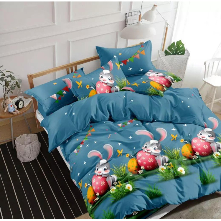Pościel 160x200 bawełna satynowa 3D Cotton World gruba 3 części 2309 wielkanoc