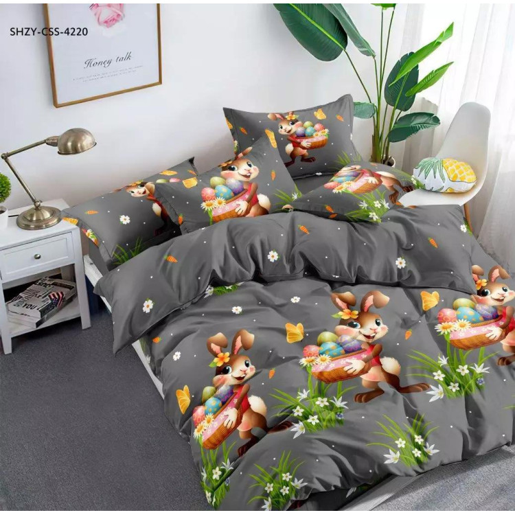 Pościel 160x200 bawełna satynowa 3D Cotton World gruba 3 części 2310 wielkanoc Pościel 160x200 bawełna satynowa 3D Cotton World gruba 3 części 2310 wielkanoc