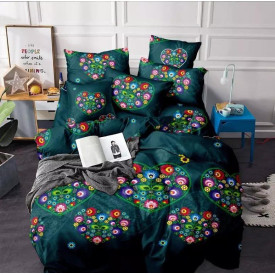 Pościel 160x200 bawełna satynowa 3D Cotton World gruba 3 części  2266 kwiaty