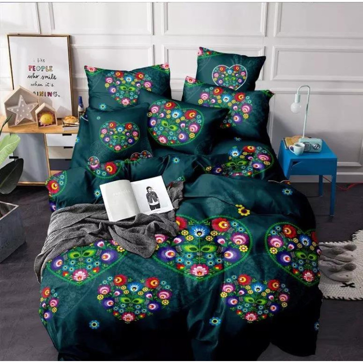 Pościel 160x200 bawełna satynowa 3D Cotton World gruba 3 części  2266 kwiaty