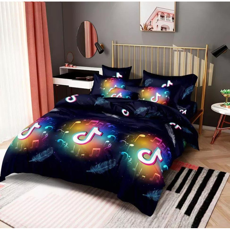Pościel 160x200 bawełna satynowa 3D Cotton World gruba 3 części  2245 tiktok