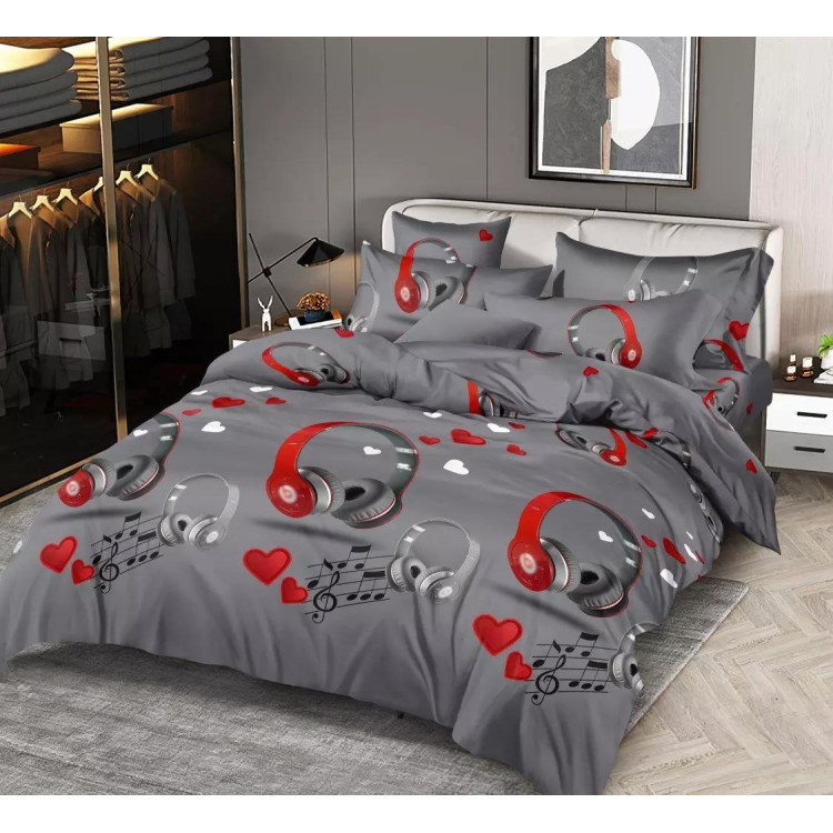 Pościel 140x200 bawełna satynowa 3D Cotton World gruba 2 części 2294 muzyka