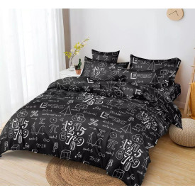 Pościel 140x200 bawełna satynowa 3D Cotton World gruba 2 części 2306 matematyka