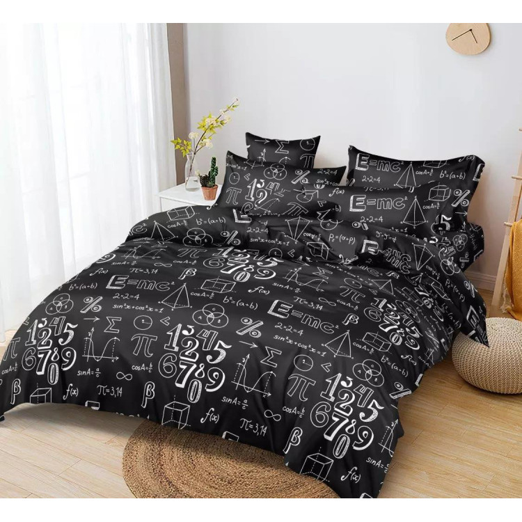 Pościel 140x200 bawełna satynowa 3D Cotton World gruba 2 części 2306 matematyka