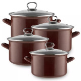 Komplet garnków emaliowanych na gaz i indukcję Emalia Polska Pleszew Marigold 2/2.6/3.7 l czerwony