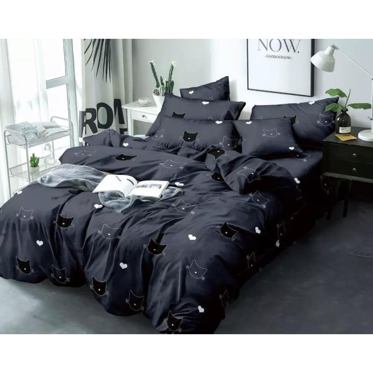 Pościel 200x220 bawełna satynowa 3D Cotton World gruba 3 części 1546 kocie buźki