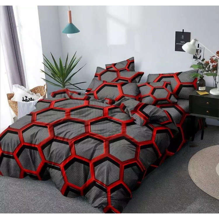 Pościel 160x200 bawełna satynowa 3D Cotton World gruba 4 części z prześcieradłem 1482 heksy