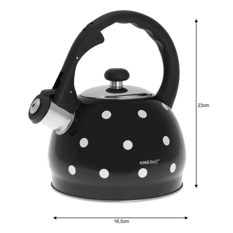 Czajnik emaliowany z gwizdkiem Kinghoff KH 1048 stalowy 2 litry metalowy na indukcję czarny Czajnik emaliowany z gwizdkiem Kinghoff KH 1048 stalowy 2 litry metalowy na indukcję czarny