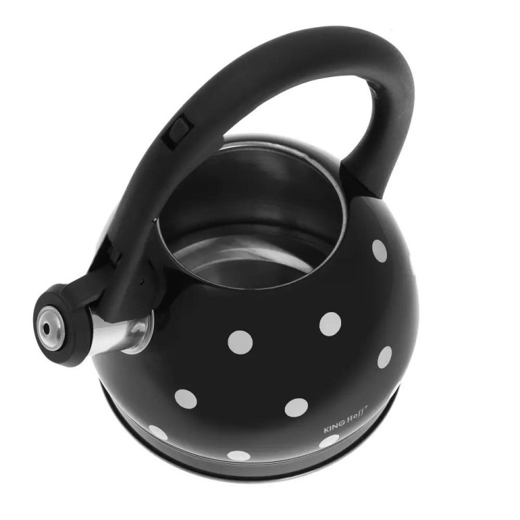 Czajnik emaliowany z gwizdkiem Kinghoff KH 1048 stalowy 2 litry metalowy na indukcję czarny Czajnik emaliowany z gwizdkiem Kinghoff KH 1048 stalowy 2 litry metalowy na indukcję czarny