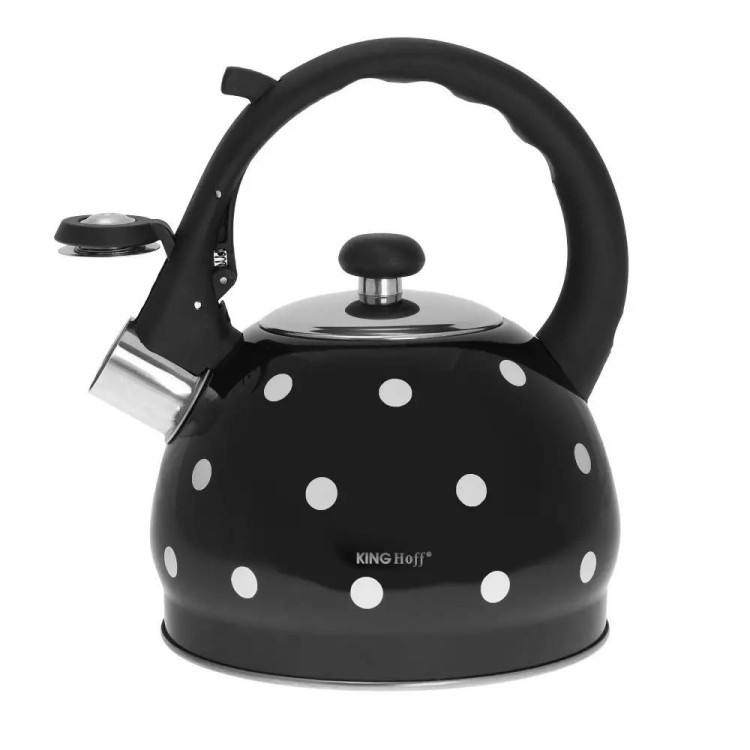 Czajnik emaliowany z gwizdkiem Kinghoff KH 1048 stalowy 2 litry metalowy na indukcję czarny Czajnik emaliowany z gwizdkiem Kinghoff KH 1048 stalowy 2 litry metalowy na indukcję czarny