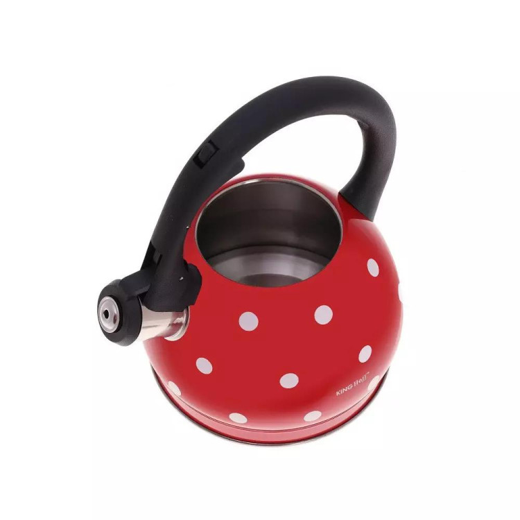 Czajnik emaliowany z gwizdkiem Kinghoff KH 1049 stalowy 2 litry metalowy na indukcję czerwony Czajnik emaliowany z gwizdkiem Kinghoff KH 1049 stalowy 2 litry metalowy na indukcję czerwony