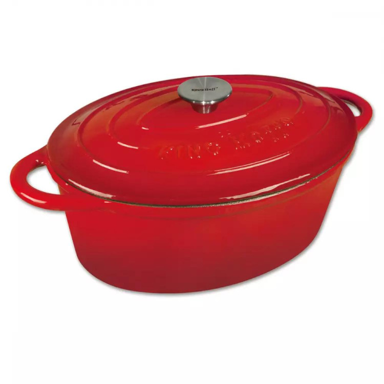 Garnek z pokrywą żeliwny 30cm 4.5L czerwony KH-1530 KingHoff