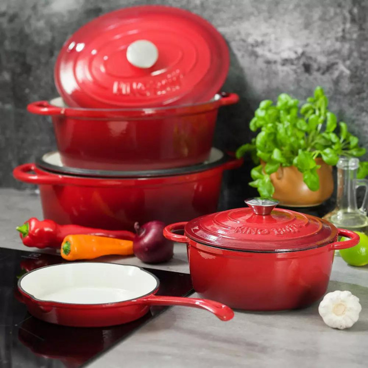 Garnek z pokrywą żeliwny 21cm 2.5L czerwony KH-1614 KingHoff Garnek z pokrywą żeliwny 21cm 2.5L czerwony KH-1614 KingHoff