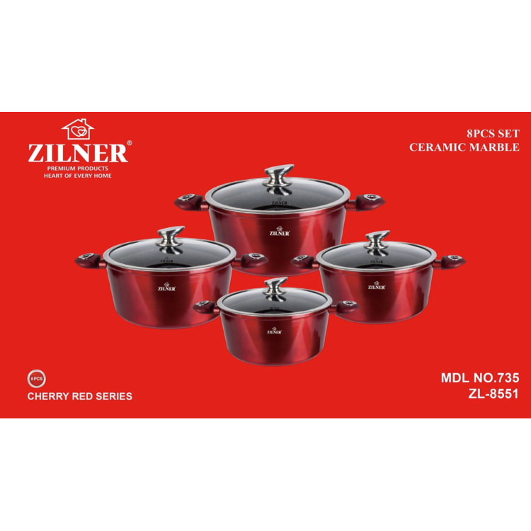 Garnki marmurowe Zilner ZL 8551 Indukcja 8 el zestaw garnków Garnki marmurowe Zilner ZL 8551 Indukcja 8 el zestaw garnków