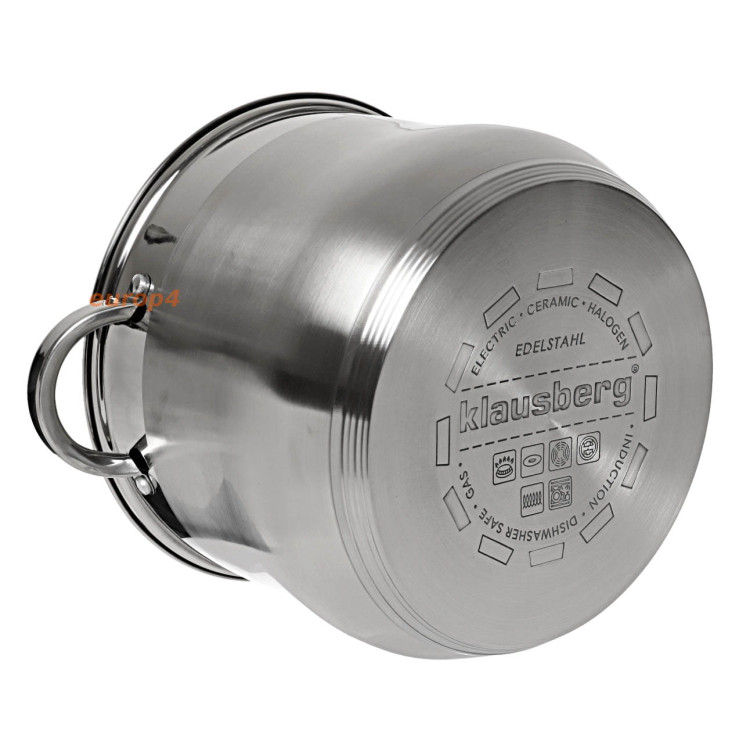 Garnek na indukcję Klausberg KB 7163 8.6 L stalowy z pokrywką, na gaz Garnek na indukcję Klausberg KB 7163 8.6 L stalowy z pokrywką, na gaz