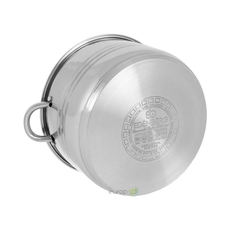 Duży garnek stalowy z pokrywką Pojemny 17.7 L Edenberg EB 3022 indukcyjny 34 cm Duży garnek stalowy z pokrywką Pojemny 17.7 L Edenberg EB 3022 indukcyjny 34 cm