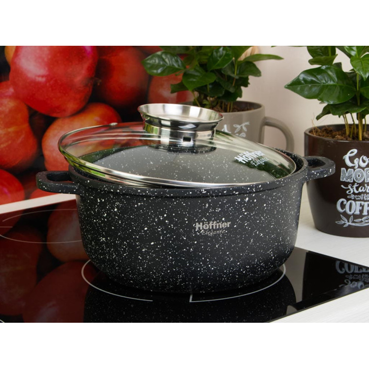Garnek granitowy Hoffner HF 7712 Indukcyjny z pokrywką 4,5 L  24 cm