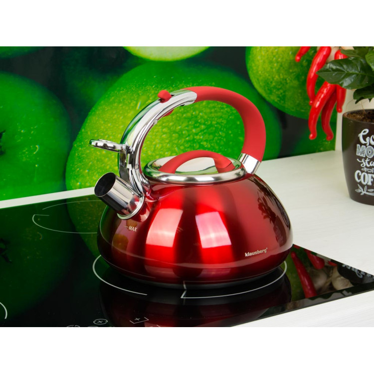 Czajnik Klausberg KB 7076 stalowy CZERWONY polysk 3.0 L indukcyjny