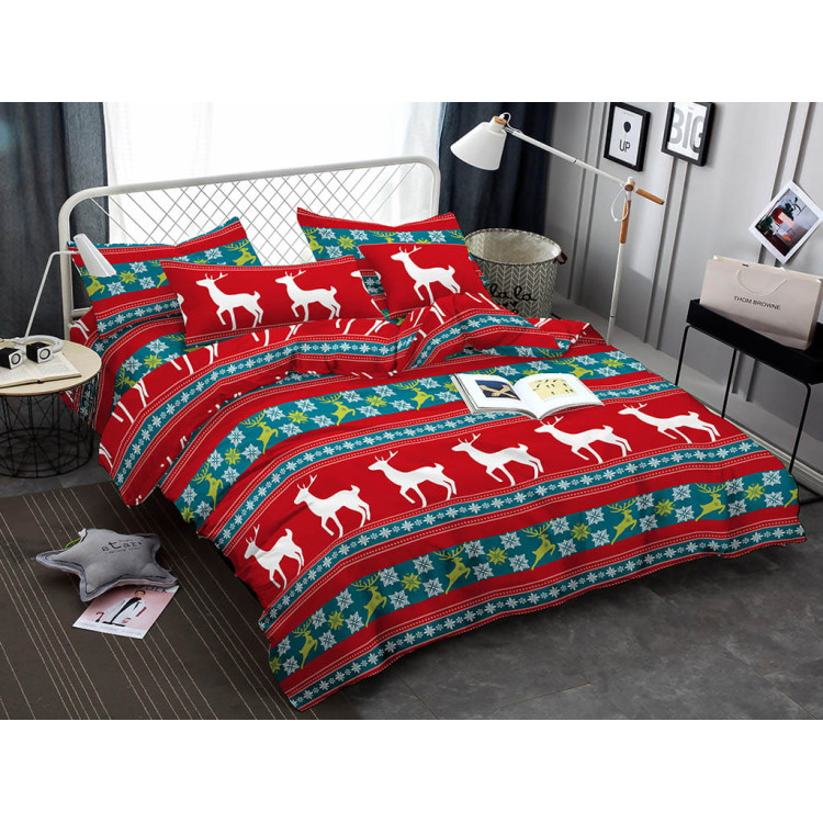 Pościel świąteczna 200x220 bawełna satynowa 3D Cotton World gruba 4 części z prześcieradłem 2415 Pościel świąteczna 200x220 bawełna satynowa 3D Cotton World gruba 4 części z prześcieradłem 2415
