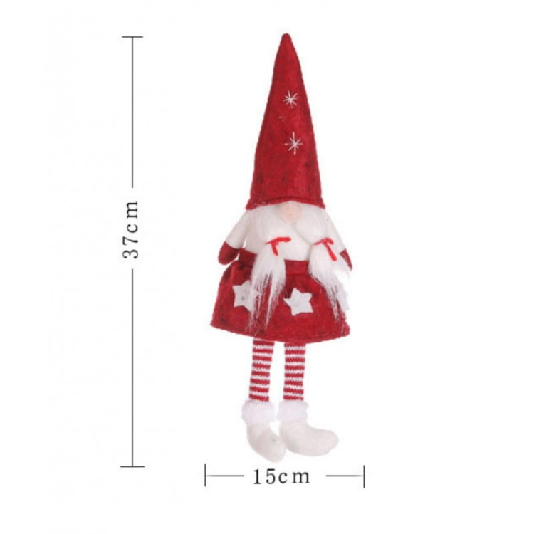 Mikołaj skrzat krasnal świąteczny na Boże Narodzenie 32 cm pluszowy siedzący czerwony Mikołaj skrzat krasnal świąteczny na Boże Narodzenie 32 cm pluszowy siedzący czerwony