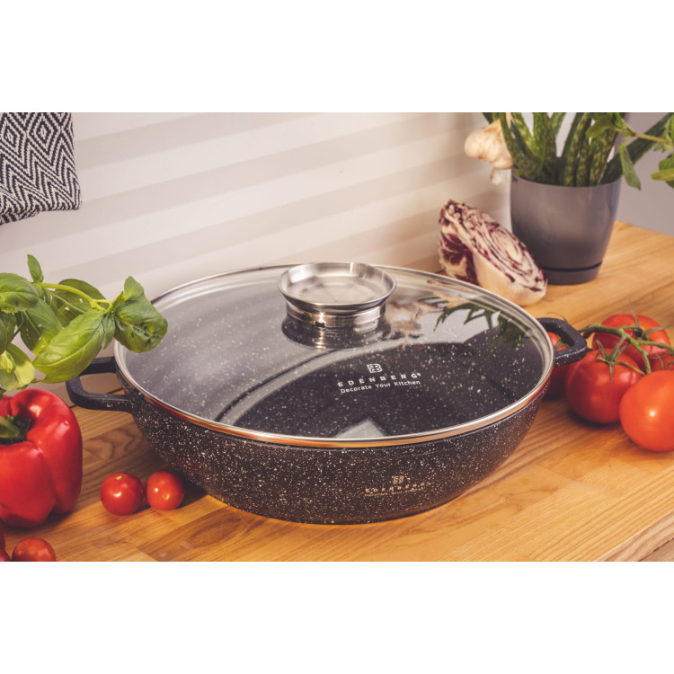 Garnek Marmurowy 32 cm EB 8135 Edenberg Brytfanna 5.5L płytka