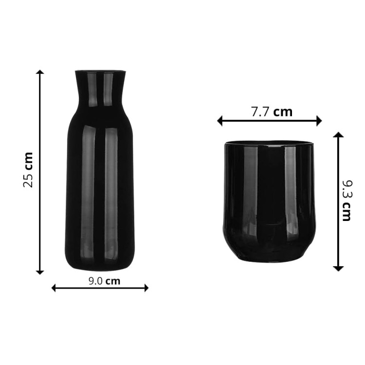 Zestaw czarna karafka szklana 1000 ml + 6 czarnych grubych szklanek 300 ml Glasmark Zestaw czarna karafka szklana 1000 ml + 6 czarnych grubych szklanek 300 ml Glasmark