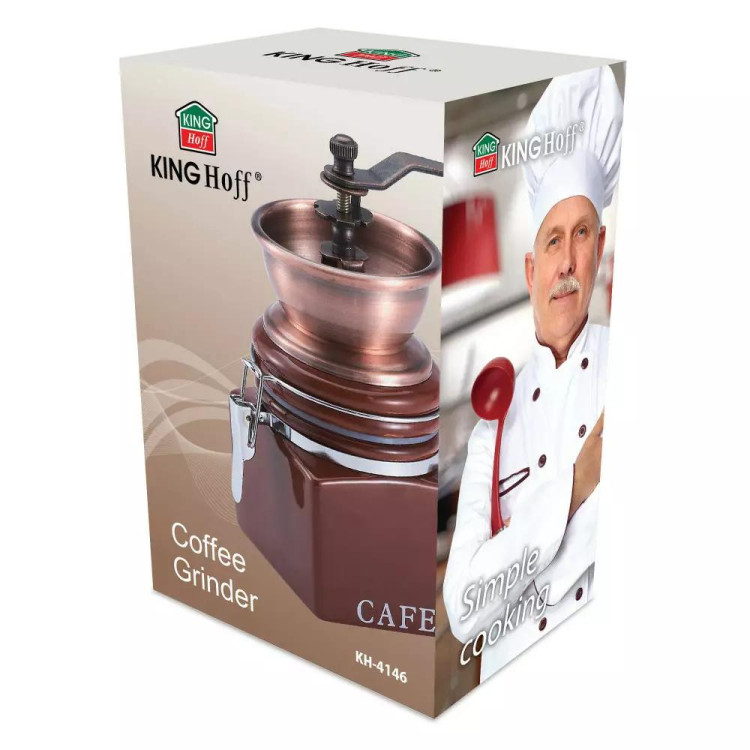 Młynek ręczny do kawy ceramiczny brązowy KH 4146 KingHoff Młynek ręczny do kawy ceramiczny brązowy KH 4146 KingHoff
