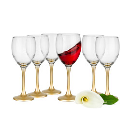 Kieliszki do wina 300 ml Glasmark komplet 6szt złota nóżka