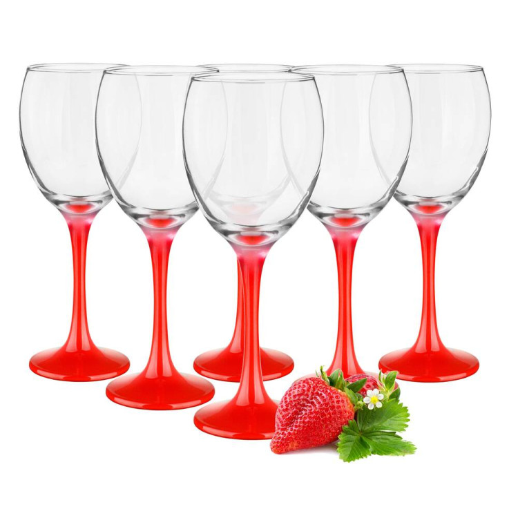 Kieliszki do wina 300 ml Glasmark komplet 6szt czerwona nóżka
