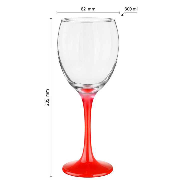 Kieliszki do wina 300 ml Glasmark komplet 6szt czerwona nóżka Kieliszki do wina 300 ml Glasmark komplet 6szt czerwona nóżka