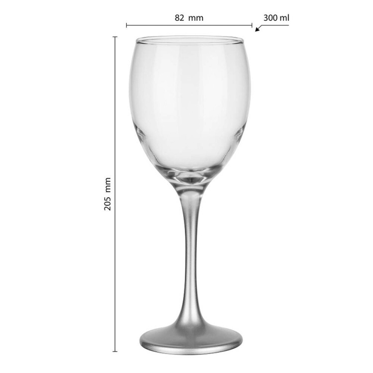 Kieliszki do wina 300 ml Glasmark komplet 6szt srebrna nóżka Kieliszki do wina 300 ml Glasmark komplet 6szt srebrna nóżka